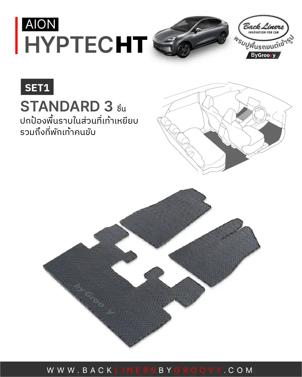 พรมกระดุม พรมไวนิลดักฝุ่น พรมรถยนต์ ผ้ายาง Aion Hyptec HT