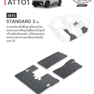 พรมไวนิลดักฝุ่น พรมดักฝุ่น พรมเส้นใย พรมรถยนต์ พรมกระดุม ผ้ายางกระดุม BYD Atto1 Available row ตรงรุ่น คุณภาพสูง