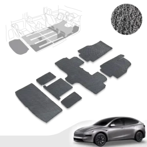 พรมเส้นใยไวนิล พรมใยบวบ พรมรถยนต์ พรมดักฝุ่น Tesla Model Y L ตรงรุ่น คุณภาพสูง