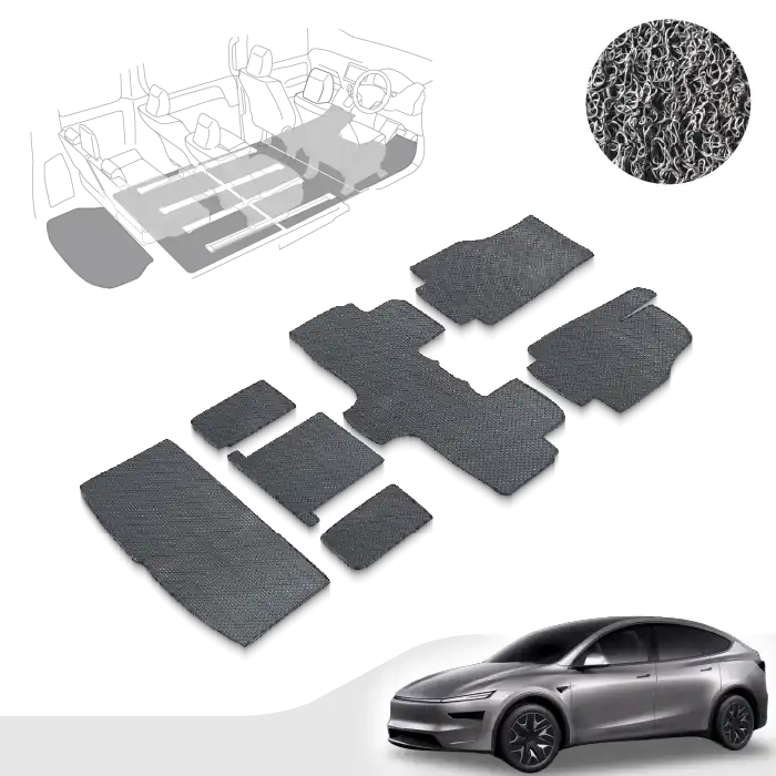 พรมเส้นใยไวนิล พรมใยบวบ พรมรถยนต์ พรมดักฝุ่น Tesla Model Y L ตรงรุ่น คุณภาพสูง